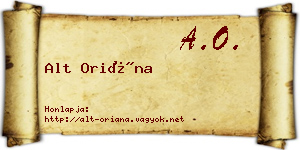 Alt Oriána névjegykártya